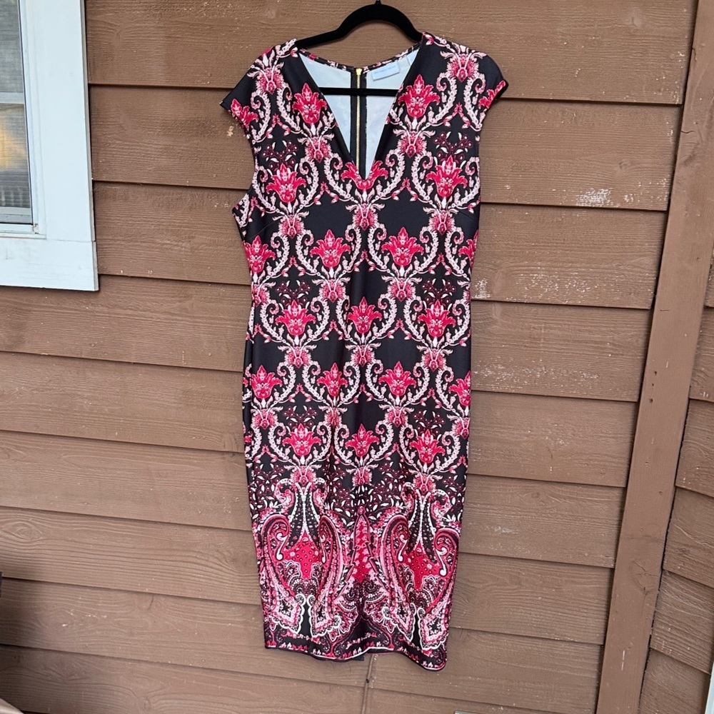 New York & Company Black and red Sheath Dress size large